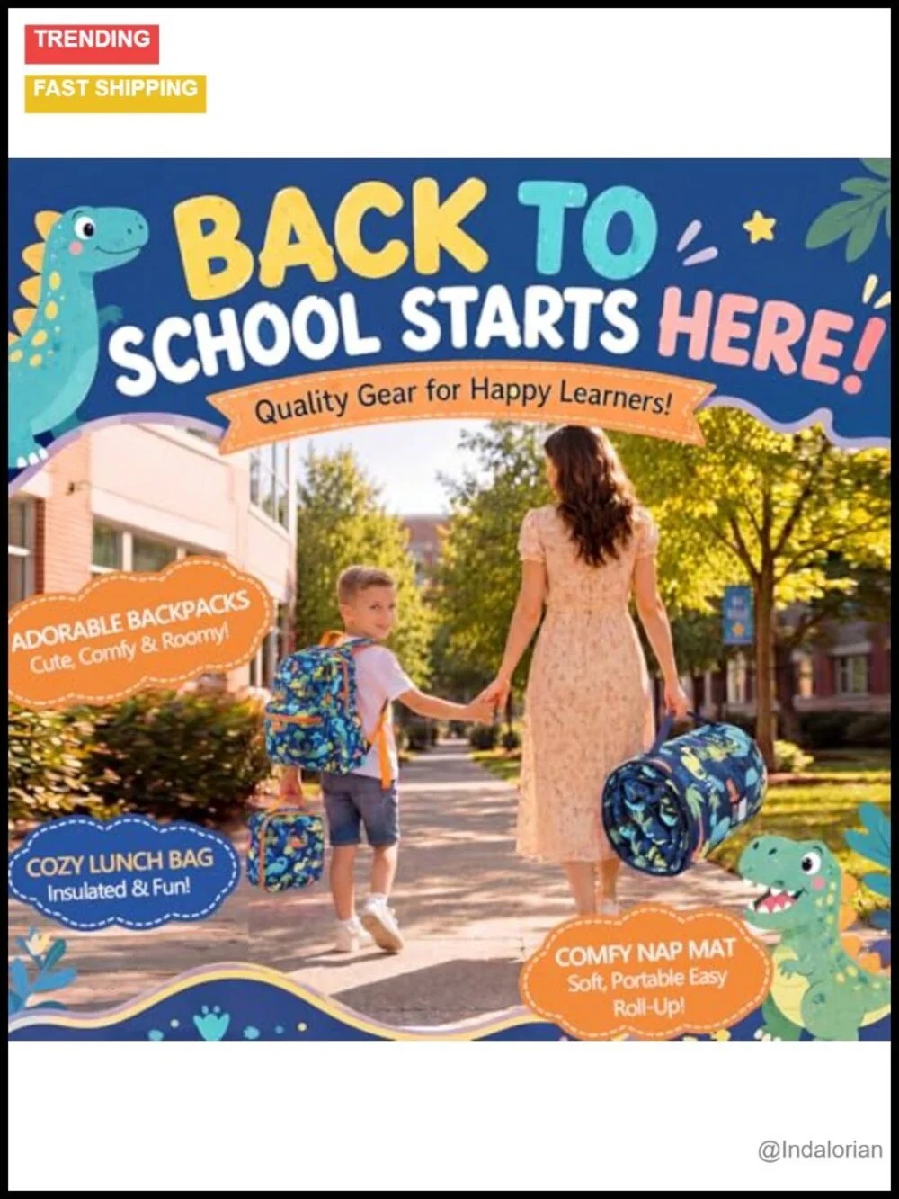 4-Piece Kids Backpack Set with Nap Mat, Lunch Bag, Pencil Case